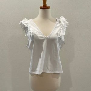 NWT Zara v-neck top with ruffle sleeves